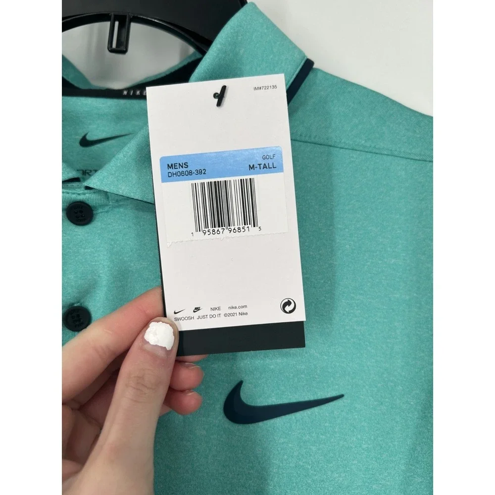 Nike Vapor Golf Polo Shirt MT Medium Tall Teal Short Sleeve Dri Fit DH0608-392